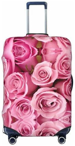 JEJEA Housse de protection pour valise, lavable, anti-rayures, motif rose, Noir , XL