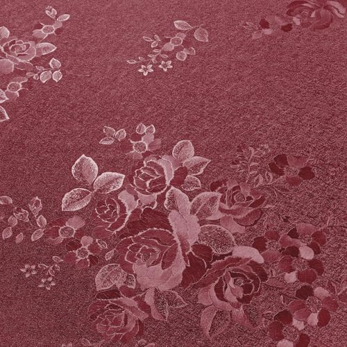 VEELIKE Tapete Dunkelrot Vintage Strukturtapete Rosen Selbstklebende Tapete Rot Blumentapete Tapeten Blumen Geprägt Möbelfolie Wohnzimmer Schlafzimmer Badezimmer Klebefolie Rot Matt 40 cm x 300 cm