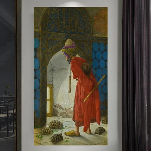LTjiajuypd Osman Hamdi Bey, der Schildkrötentrainer, Leinwanddruck, Gemälde, historisches Poster, Wandkunst, Wohnzimmer, Heimdekoration, 60 x 120 cm, rahmenlos