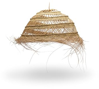 Pantalla de Lámpara Colgante Marroquí, Esparto Natural Trenzado, Diseño Artesanal 45x25cm