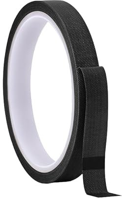Misuyue Teflonband Klebeband, Hitzebeständiges Klebeband 10mm x 10M, 0,18mm Dicke PTFE Glasgewebeband für Vakuumiermaschine Impulsversiegeler, Hitzebeständiges bis 300℃ (Schwarz)