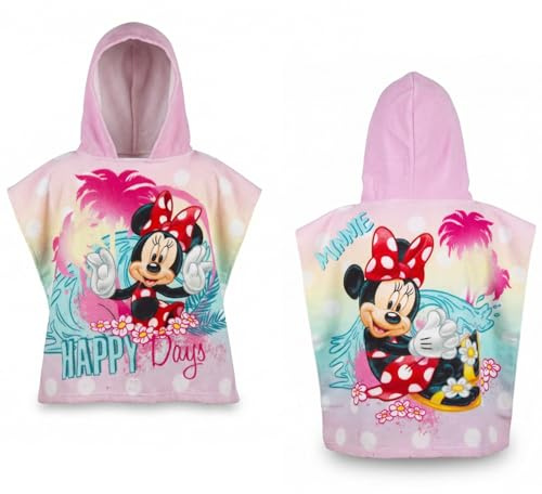 Aymax Disney Minnie Maus Badeponcho – Mikrofaser Kapuzenhandtuch 55x110 cm für Kinder