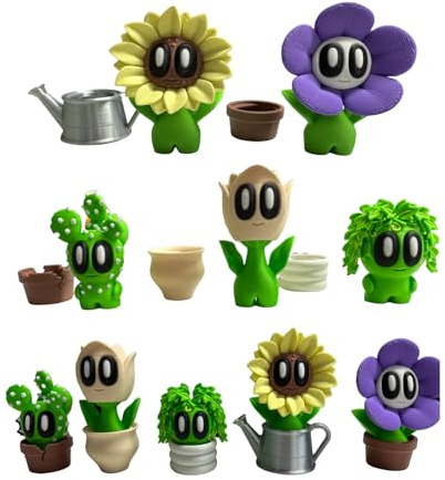 5PCS Cute 3D Printed Plant Pot Decor, Detachable DIY Planter Accessories, 3D Printed Plant Pot Toy, Perfect for Office, Desk, and Garden Decoration