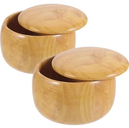 CORHAD Holz Aufbewahrungsbox für Schachfiguren, 2 Stück, Groß, Tragbar | Leicht, Hohe Kapazität, für Spielzimmer und Zuhause, Khakifarben, Passend für Go Enthusiasten