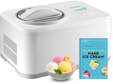 TZS First Austria Eismaschine | 1,5L | Kompressor | Entnehmbarer Edelstahl Behälter | Rezeptheft | LCD-Bildschirm | Eiscreme & Joghurt | Kühlhaltung