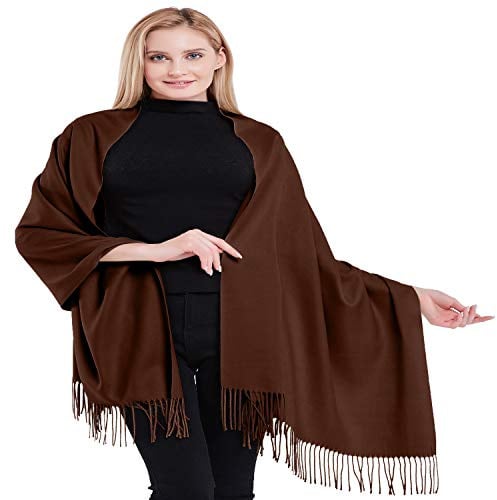 CJ Apparel Dark Brown 100% Cashmere Shawl Pashmina Scarf Wrap Stole Hand Made in Nepal
