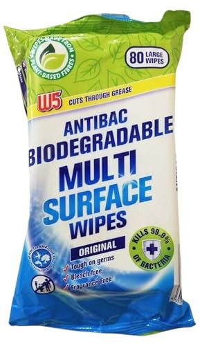 8 PACKS X 80 (640) Large Antibacterial Wipes) Original Antibacterial Multi - Surface LARGE Wipes Kills 99.99% Of Bacteria NON-Bleach W5