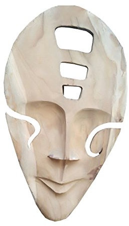 Ambientehome 33040 Madera de Teca Máscara Máscara Madera Escultura Aprox. 20 x 38 x 5 cm Madera Máscara, Madera, Natural, 20 x 39 x 5 cm