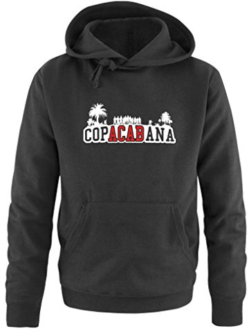 Comedy Shirts - Copacabana Palmen - Herren Hoodie - Schwarz/Weiss-Rot Gr. XL