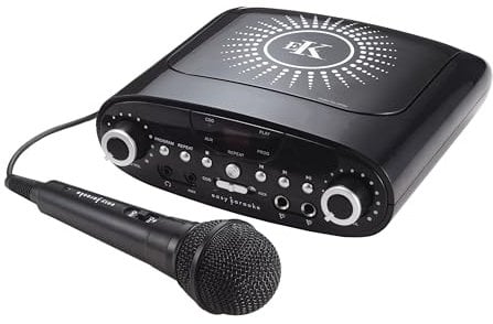 Easy Karaoke EKG88B Portable Bluetooth Karaoke Machine comes with 1 x microphone, Headphone socket and AUX for MP3 playback - Black