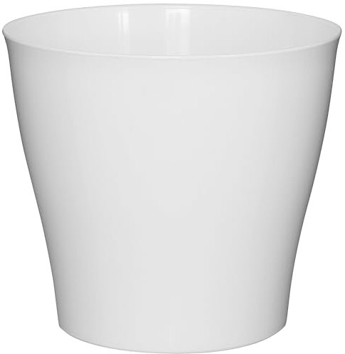 Casablanca Pot de fleurs en plastique en différentes couleurs et tailles, couleur : blanc, diamètre : 18 cm