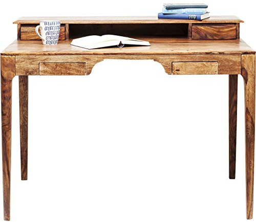 Kare Design Schreibtisch Brooklyn Nature, 110x70 cm, Massivholz, Holztisch, Handarbeit, mit 4 Schubladen, Home Office, Wohnzimmer