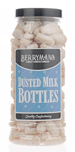 Original Dusted Milk Bottles Retro Sweets Gift Jar By Berrymans Sweet Shop - Classic Sweets, Traditional Taste.