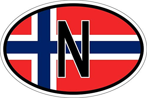 Akachafactory Sticker oval flag vinyl country code N norway