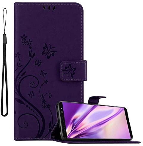 Cadorabo Hülle kompatibel mit Samsung Galaxy Note 8 Blumen Design aus Kunst Leder Flip Klappbare Stoßfeste Magnetische [Standfunktion] [Kartenfächern] Cover Hülle für Galaxy Note 8 Tasche in Lila