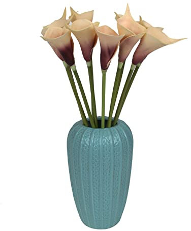 cn-Knight Artificial Calla Lily 12pcs 20 Inch Long Stem Arum Lily for Home Décor Centerpieces Wedding Bridal DIY Bouquet(Champagne and Purple)