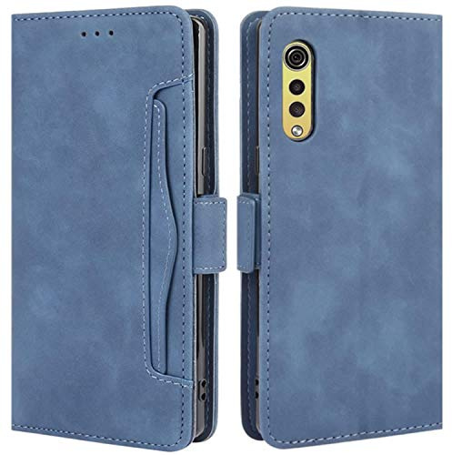 HualuBro Handyhülle für LG Velvet Hülle Leder, Flip Case Cover Stoßfest Klapphülle Handytasche Schutzhülle für LG Velvet Tasche (Blau)