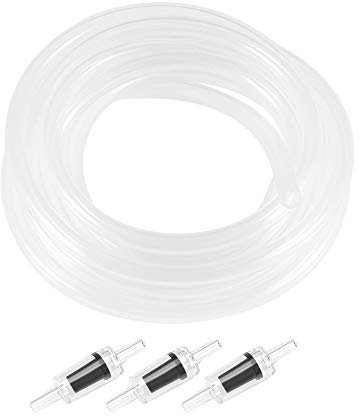 sourcing map Silicone Tubing 4mm ID 6mm(1/4) OD 2.5m Aquarium Pump Air Hose Water Pipe Silicone Rubber Tube Clear with Check Valves