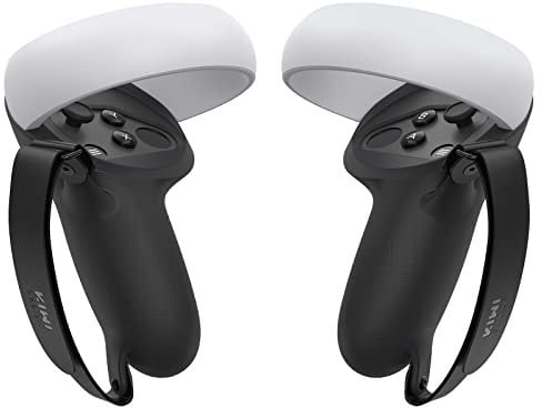 KIWI design Controller Grips Cover mit Verstellbarem Handschlaufe, Griffabdeckung Kompatibel mit Quest 2 Zubehör(Schwarz, 1 Paar)