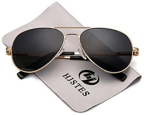 HJSTES Lunettes de soleil aviateur polarisées pour enfants, filles, garçons, lunettes de protection UV400, 52 mm, A2 doré/gris, MM