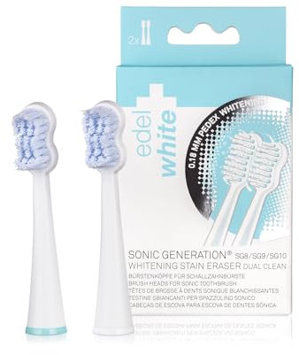 edel+white Whitening Bürstenköpfe für elektrische Zahnbürste Sonic Gen 8+ I Zahnbürstenaufsatz x 2 I Für eine gründliche und schonende Zahnreinigung