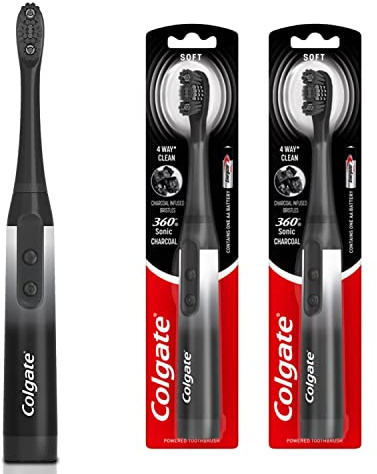 Colgate Spazzolino da denti a batteria Sonic 360 Carbone, confezione da 2