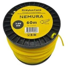 Nemura Fil Débroussailleuse Carré Ø: 3,00mm, L: 60m - Compatible avec d'autres Marques - Haute durabilité - Qualité Professionnelle - Marque Française