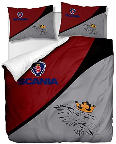 OliveSleep Scania-Thema-Bettbezug-Set, Doppelbettgröße, Bettbezug-Set, dekoratives 3-teiliges Bettwäsche-Set mit 2 Kissenbezügen (Multi 7, Doppelbett)