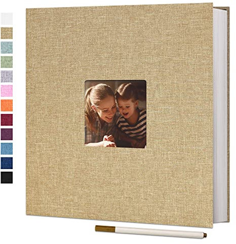 Vienrose Selbstklebende 10x15 Fotoalbum Einkleben und zum Selbstgestalten Groß leinen Photoalbum mit 60 Weißen Seiten,Hochzeit Jahrestag Geburtstag Geschenke mit Einem Kugelschreiber, 28x27cm