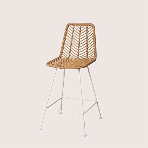 SKLUM Tabouret Haut en Rotin Synthétique Naturel Gouda Naturel Blanc ↑65 cm