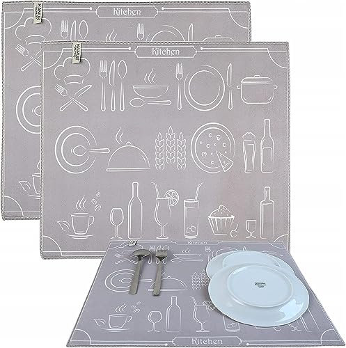 Hamur Home Set 2 Stück Abtropfmatte Trockenmatte fürs Geschirr 40x46cm Schnelltrocknend Spülbeckenmatte Geschirrabtropfmatte Geschirrunterlage für Küche