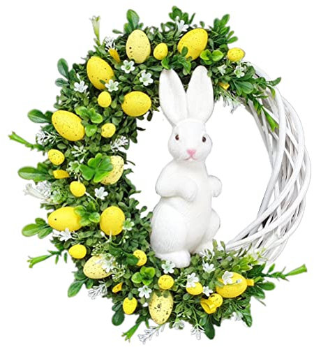 KKPLZZ Osterkranz zum Aufhängen, Osterhasen-Ei-Kranz, Osterbaumschmuck, Kaninchen-Ei-Anhänger für Party, Geburtstag, Heimdekoration, Innenbedarf