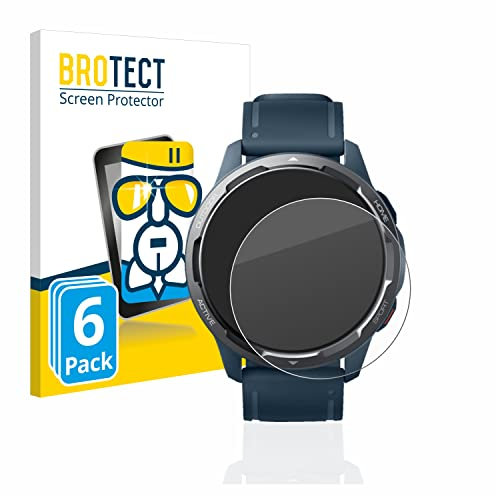BROTECT Protector Pantalla Cristal para Xiaomi Watch S1 Active Protector Vidrio (6 Unidades) - [Dureza 9H, Anti-Arañazos]