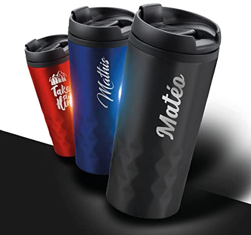 GRAVURE CONCEPT Gobelet Isotherme Personnalisable - COFFEE TUMBLER - Mug Personnalisé - 300ml (SALAK) (Noir)