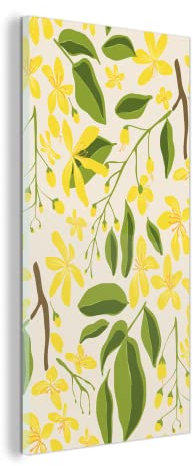 Glasbild Glasfoto Wandbild Bilder Deko 20x40 cm Blume - Gelb - Muster