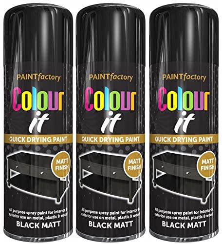 Q&H Multipurpose Black Matt Spray Paint - Matt Finish Ideal for Interior & Exterior Use - Quick Drying Paints for Metal, Plastic, & Wood - Easy to Apply Stay Too Long Smooth Finishing Black 400ml (3)