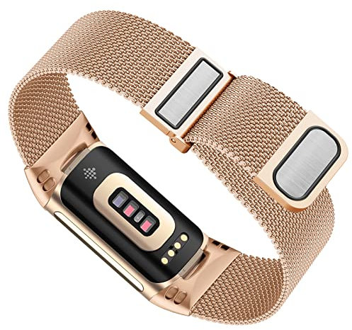 Supore Fitbit Charge 5 Metall Armband/Fitbit Charge 6 Armband, Verstellbares Sport Ersatzarmband mit Verbessertem Magnet für Fitbit Charge 6/Fitbit Charge 5