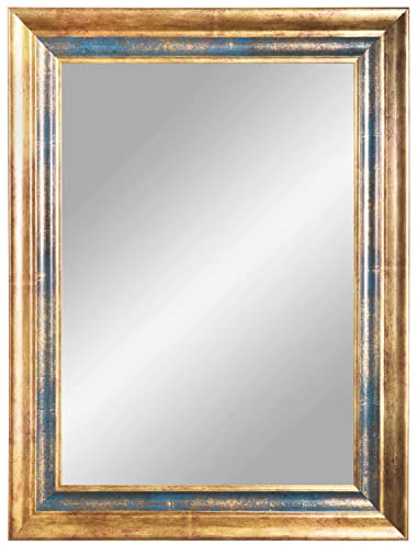 Online-GalleryKing Wandspiegel nach Maß 60 x 75 cm Blau Gold Barock Shabby Vintage für | Flur | Badezimmer | Wohnzimmer | Schlafzimmer | Spiegel Rahmen OGK-EH23
