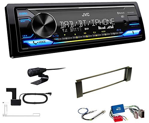 JVC KD-X472DBT 1-DIN Autoradio Bluetooth USB inkl DAB Antenne Einbauset passend für Audi A3 Facelift 2000-2003 schwarz