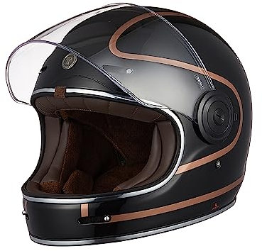 TORC Casco moto integrale Casco vintage in fibra di vetro stile retrò con visiera ECE22-06