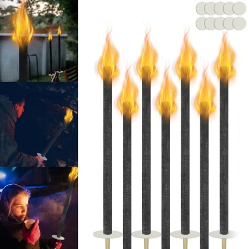 Aufun 10 piezas de antorchas de alta calidad hechas de cera natural, duración de combustión con 10x protección manual, antorchas de cera para Pascua, Nochevieja y caminatas nocturnas