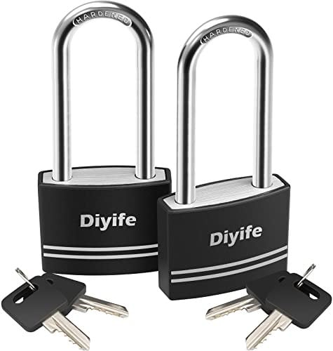 Aluminium Vorhängeschloss 40MM, [Wasserdicht] Diyife 2 Stück 4 Schlüssel Schlösser mit 63MM Langem Bügel, für Schulspinde, Turnhallen, Werkzeugkisten, Reisegepäck, Koffer, Aktentaschen, Rucksäcke