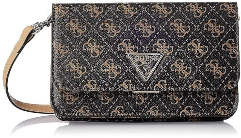 GUESS Damen Noelle Flap, Crossbody-Klappe, Organizer, Braunes Logo