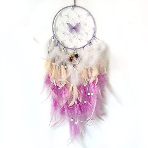 SOYUZU Attrape-rêves Arbre de Vie avec Cristal pour Chambre d'adulte, Attrape-rêves pour Chambre de Filles et Enfants, décoration Murale à Suspendre, Cadeau Artisanal