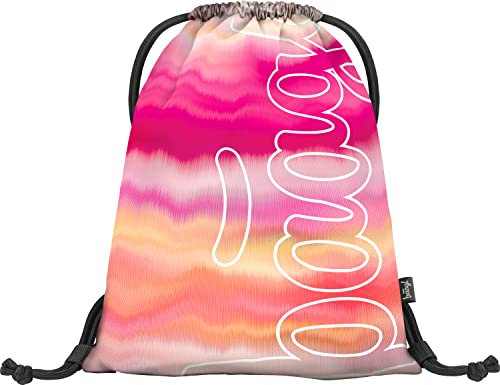Baagl Turnbeutel für Mädchen - Sportbeutel für Kinder, Teenager - Schule und Sport Schuhbeutel, Sportsack mit Reflektiven Elementen (Skate Pink Stripes)
