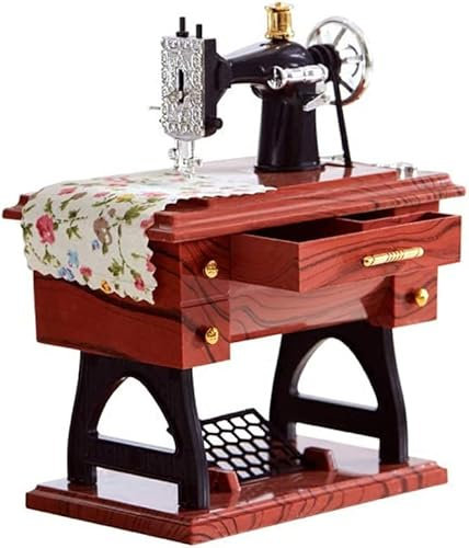CATCOQ Retro Vintage Nähmaschine Spieluhr, Mini Vintage Nähen Uhrwerk Spieluhr Kreative Retro Geschenk Tisch Dekoration Spielzeug, Geburtstag vorhanden (L)