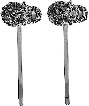 Mikinona 2Stücke Strass Skelett Haarspangen für Halloween Gruselige Haarnadeln Skull Design Perfekte Haaraccessoires für Halloween Partys und Kostüme für Damen und Kinder