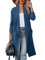 Uusollecy Strickjacke Damen Langarm Drapiert Open Front, Lange Cardigan mit Taschen Dunkelblau L