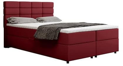 Reve Boxspringbett 140 x 200 cm Doppelbett mit hochwertiger Bonell-Matratze und Topper, Polsterbett mit Bettkasten, Schlafzimmer, Bequem, Modern, Stilvoll