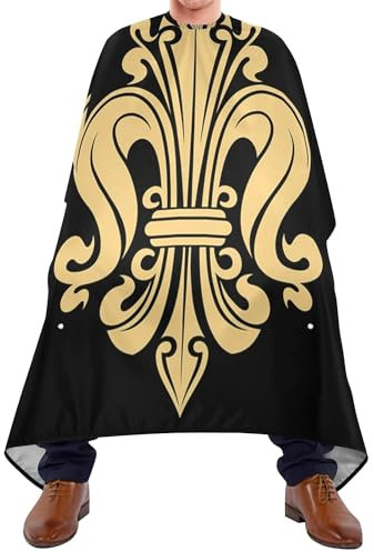 Tablier De Coiffure Bouquets De Lys Royaux Fleur De Lys Or Jaune Français Cape De Cheveux Antistatique Cape De Coupe De Cheveux Pliable Cape De Salon De Coiffure Pour Coiffeurs Coiffure